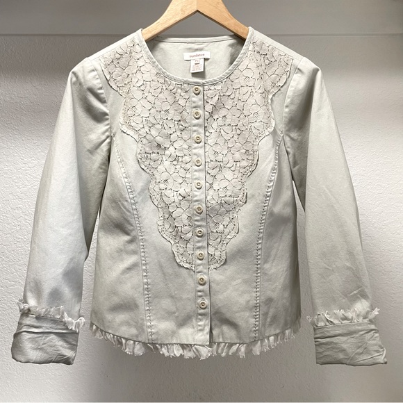 Sundance Lace Militaire Button Up Blazer Shirt in Khaki |  Sz P6 - Picture 3 of 8